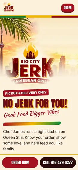 Screenshot of the Big City Jerk v2 demo, mobile